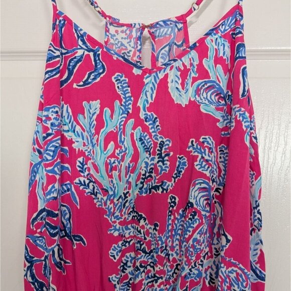 Lilly Pulitzer Dusk Romper Womens Size Small Pink Samba Coral Sleeveless Preppy - Picture 2 of 12